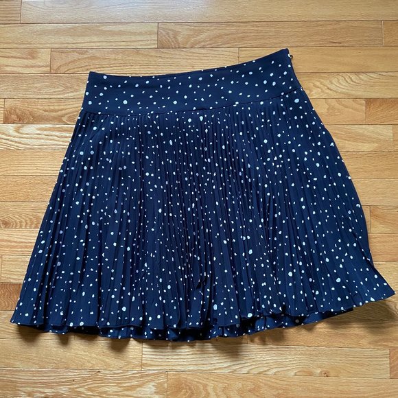 Ann Taylor Navy & White Pleated Polka Dot Skirt - Picture 1 of 6